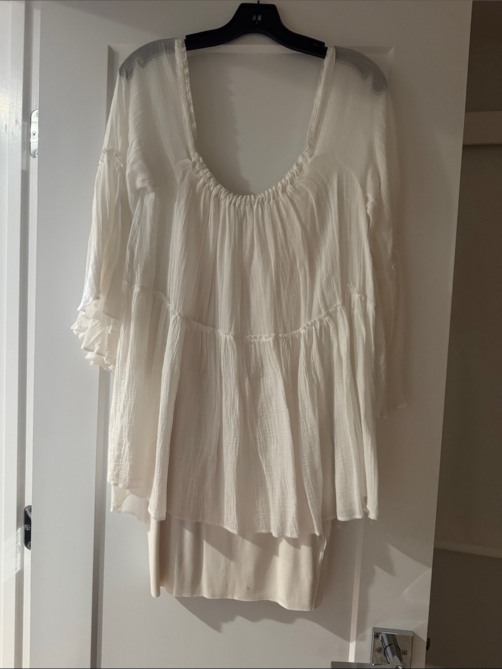 Bailey 44 Cream Tiered Gauze Tunic Top